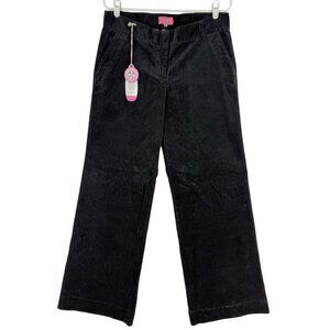 Castway Women Nantucket Island Wide Leg Stretch Black Corduroy Trouser Sz 10 NWT